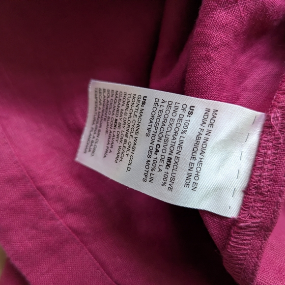 Chico's Magenta Pink Ruffle Sleeve Linen Roll Midi Dress - Picture 15 of 15